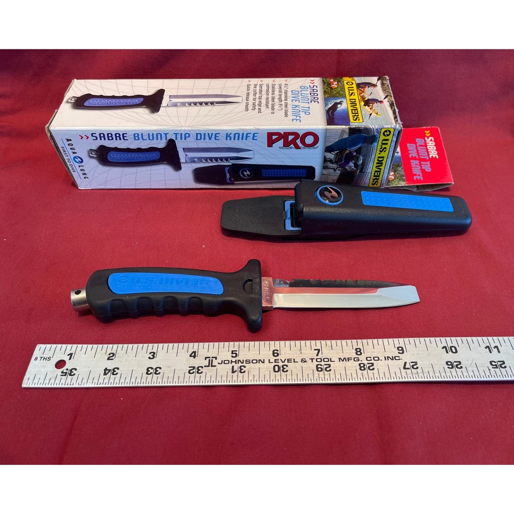 NIB US Divers Sabre Blunt Tip Dive Knife Pro Tech Ser. 420 Stainless St. 403100